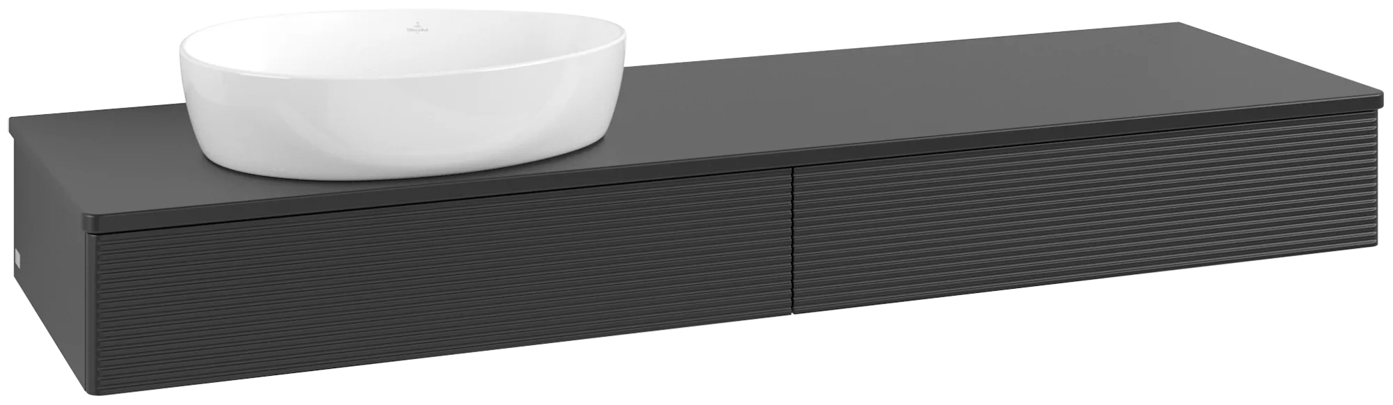 Villeroy & Boch Waschtischunterschrank „Antao“ 1600 × 190 × 500 mm Black Matt Lacquer, für Becken links, mit Beleuchtung