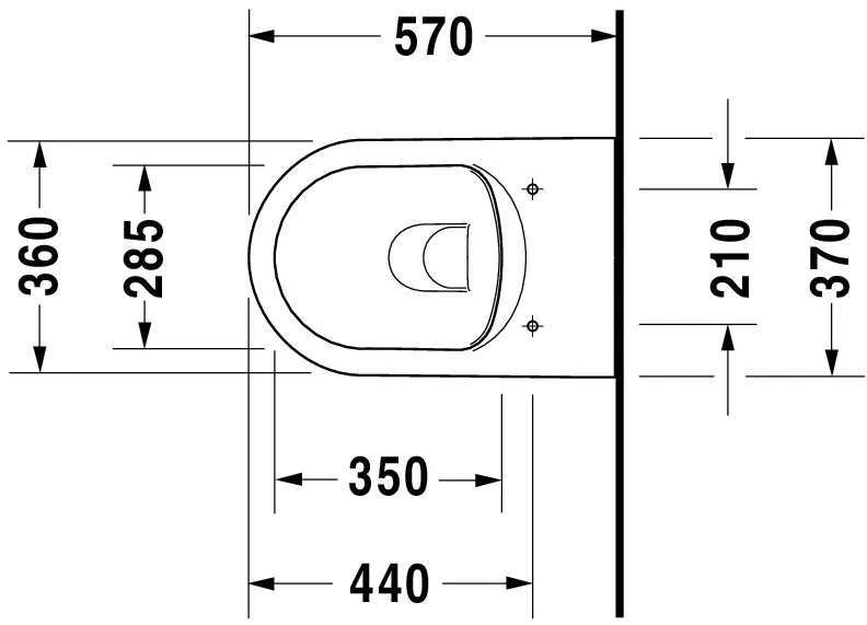 Duravit Wand-Tiefspül-WC inkl. WC-Sitz „ME by Starck“ 37,35 × 57 × 39,5 cm, Befestigung sichtbar