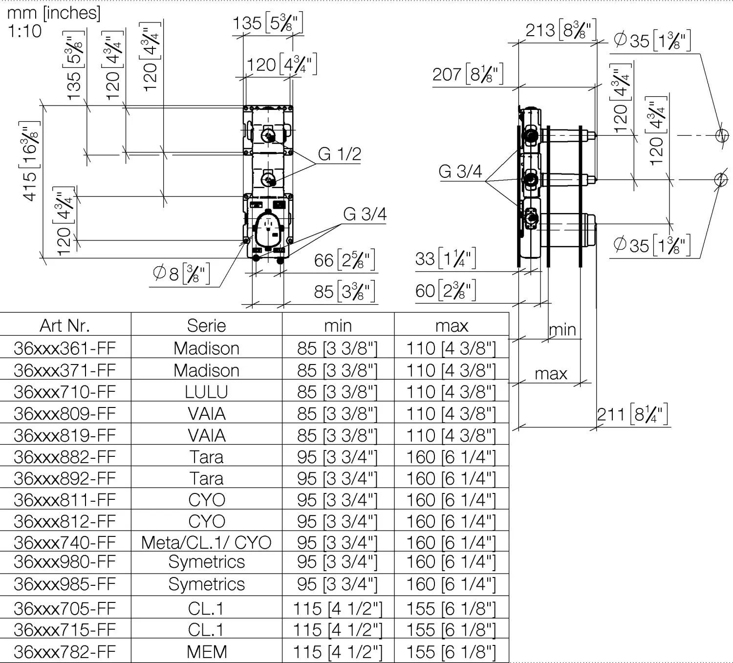 UP-Thermostatmodul mit 2 Ventilen SERIENNEUTRAL 35521970