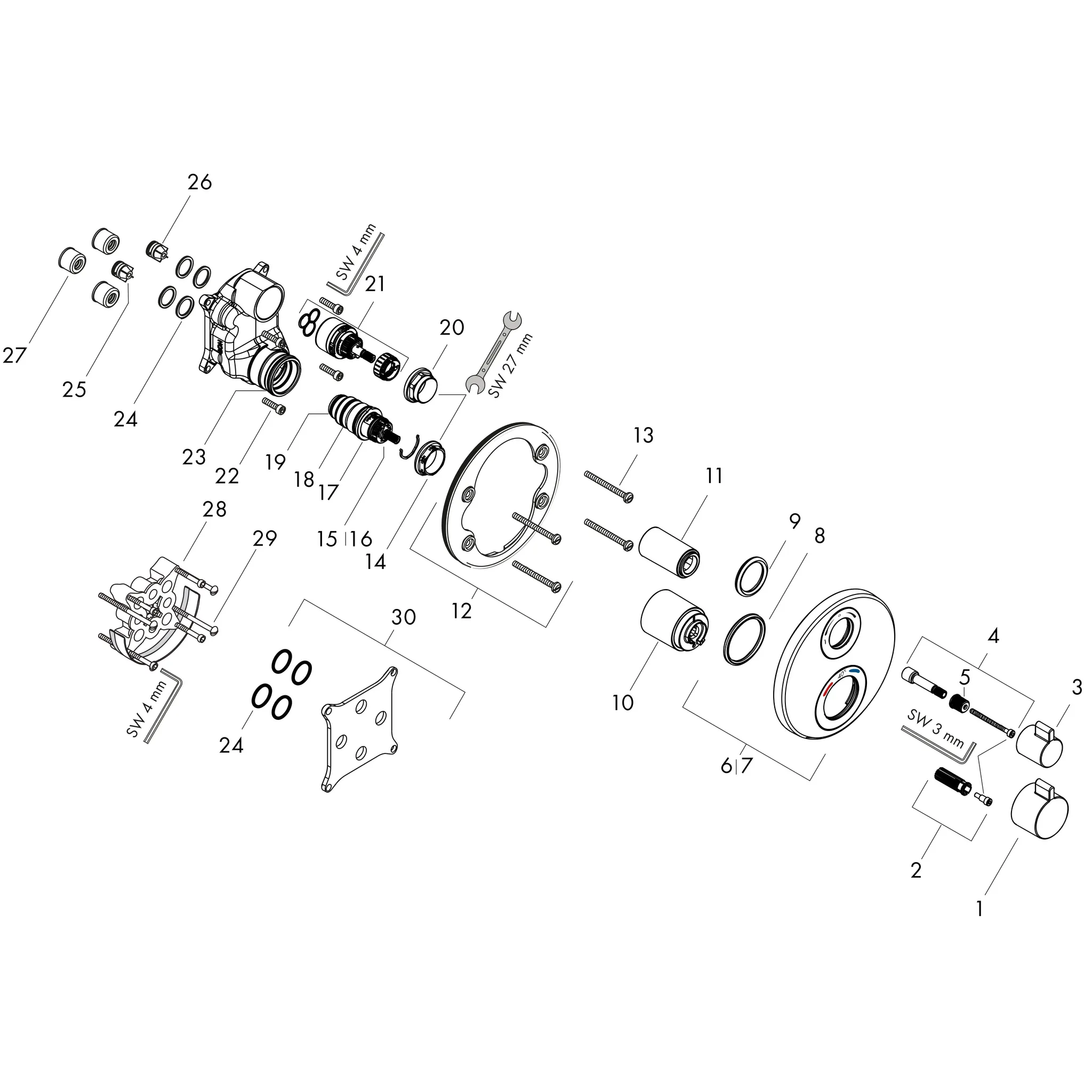 Thermostat Unterputz Ecostat S Fertigset 2 Verbraucher chrom Thermostat Unterputz Ecostat S Fertigset 2 Verbraucher chrom