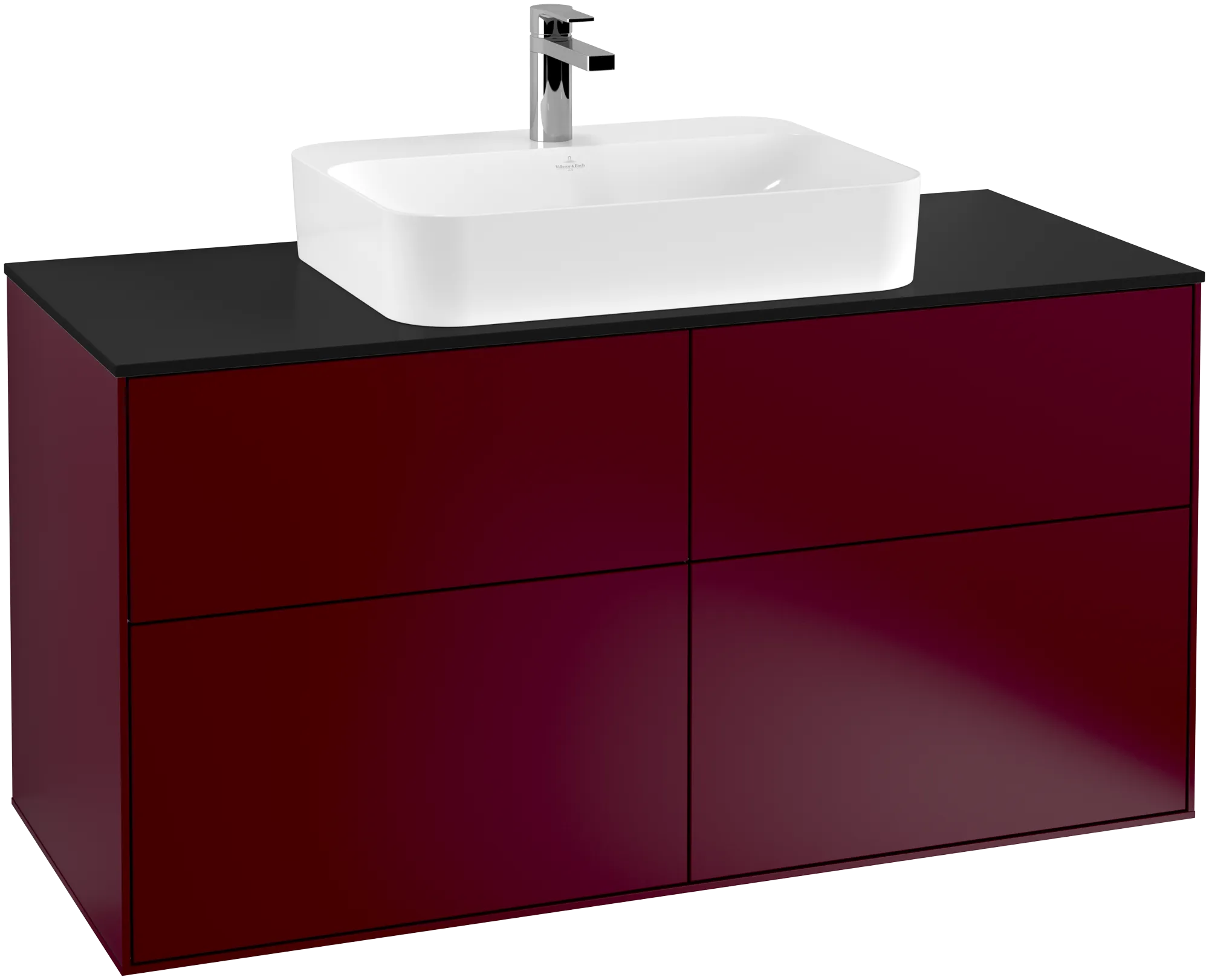 Villeroy & Boch Finion Waschbeckenunterschrank F38, 1200x603x501mm, HB Peony Matt Lacquer / Glass Black Matt