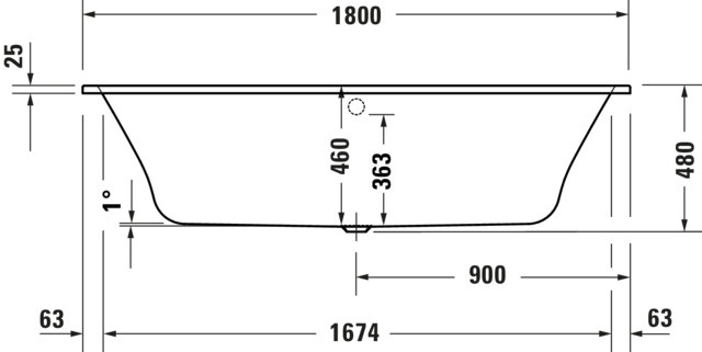 Duravit Badewanne „Qatego“ rechteck 180 × 80 cm, Mittelablauf 
