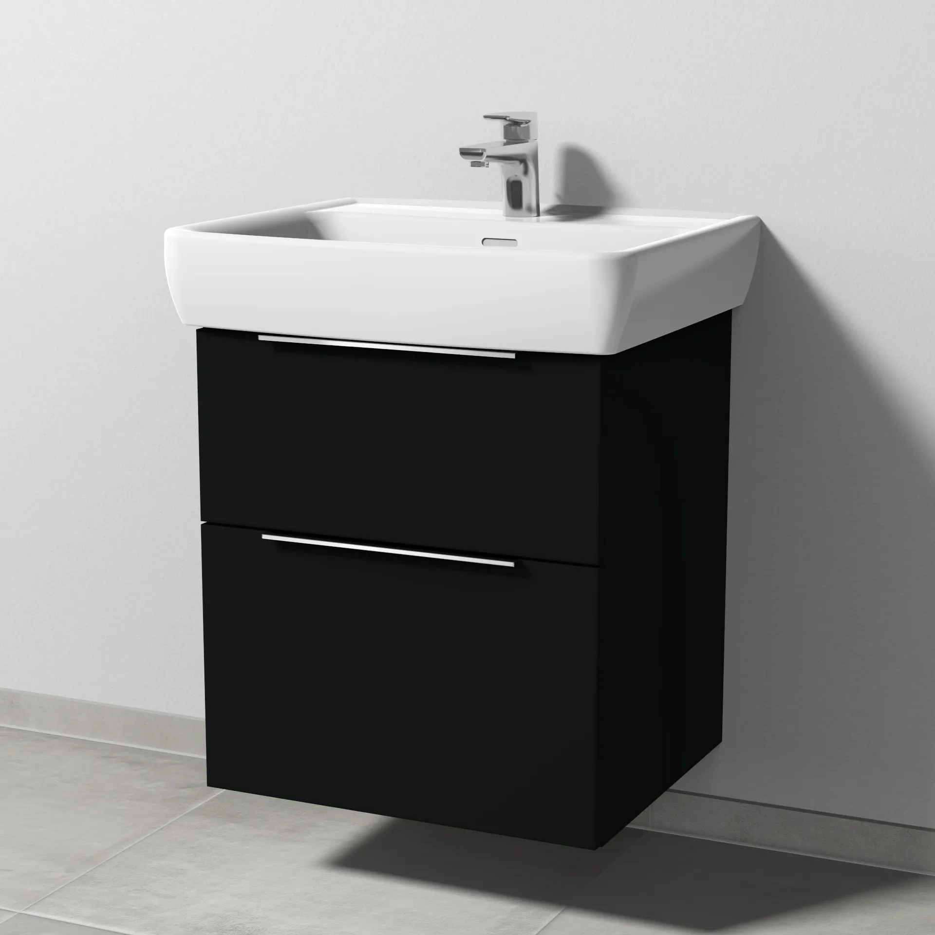 Sanipa Waschtischunterschrank „3way“ passend zu Keramik-Waschtische Pro A von Laufen 525 × 588 × 447 mm in Schwarz (matt)