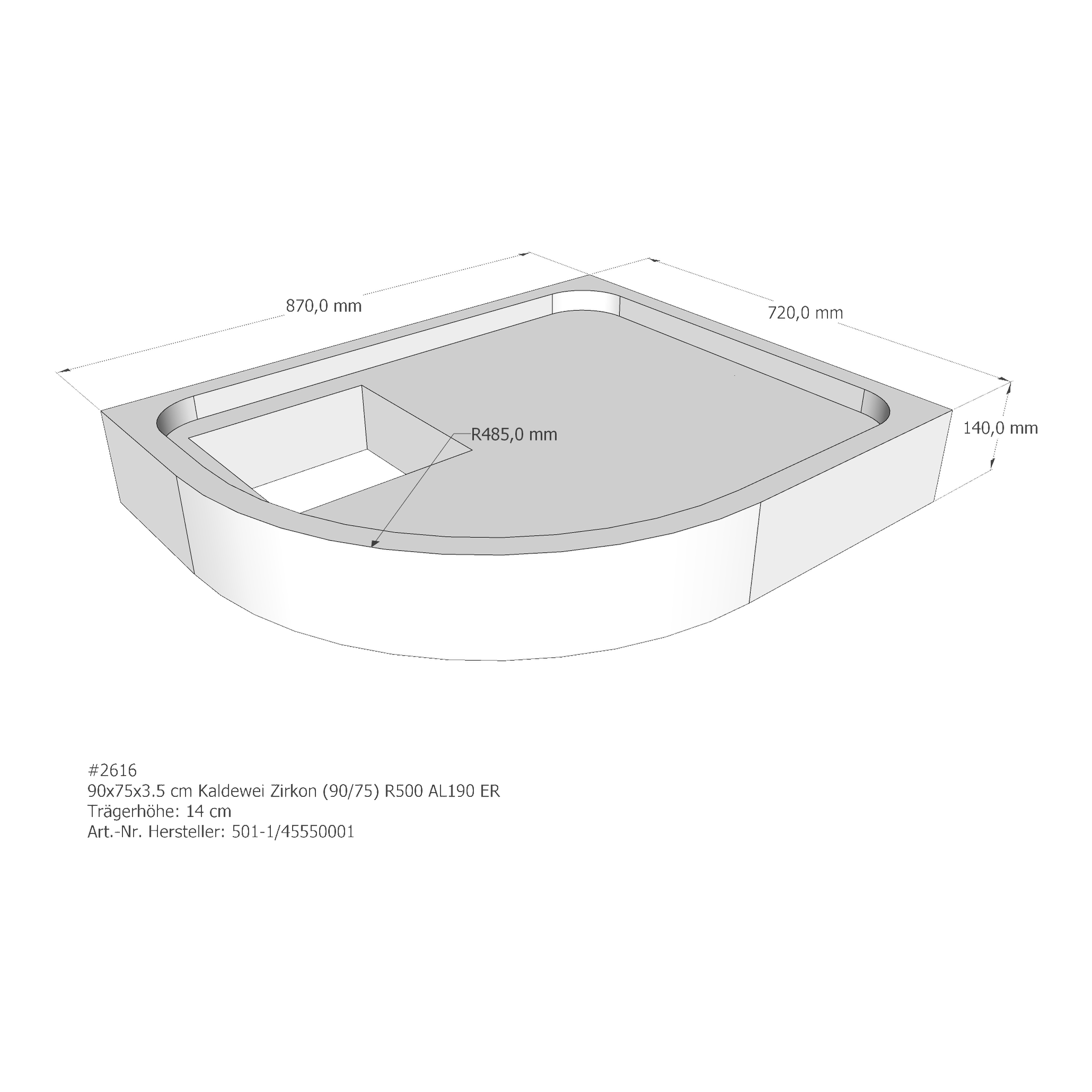 Duschwannenträger für Kaldewei Zirkon 90 × 75 × 3,5 cm Breite: 75 cm / Länge: 90 cm Duschwannenträger für Kaldewei Zirkon 90 × 75 × 3,5 cm Breite: 75 cm / Länge: 90 cm