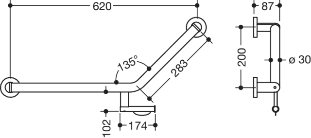 HEWI Haltegriff Ausführung links „System 900“ in Dunkelgrau tiefmatt HEWI Haltegriff Ausführung links „System 900“ in Dunkelgrau tiefmatt