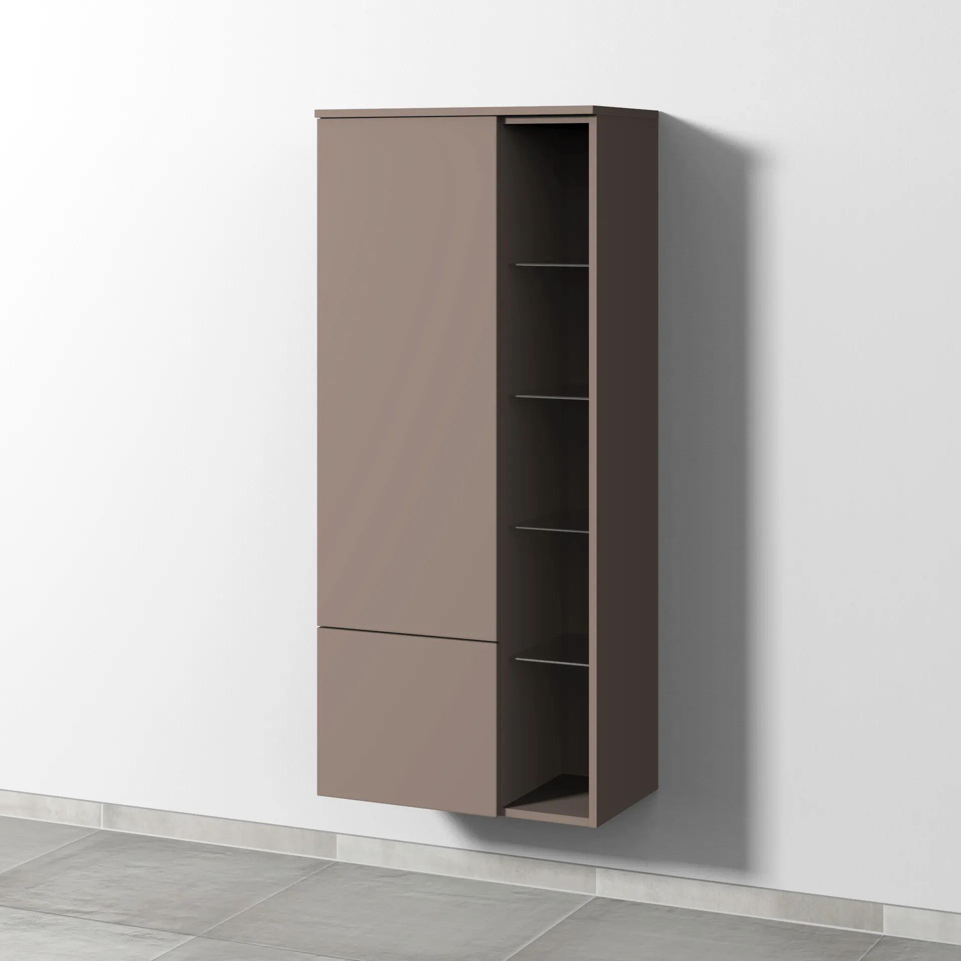 Sanipa Stauraumschrank „3way“ 600 × 1360 × 345 mm Anschlag links, in Taupe (matt), Anschlag links