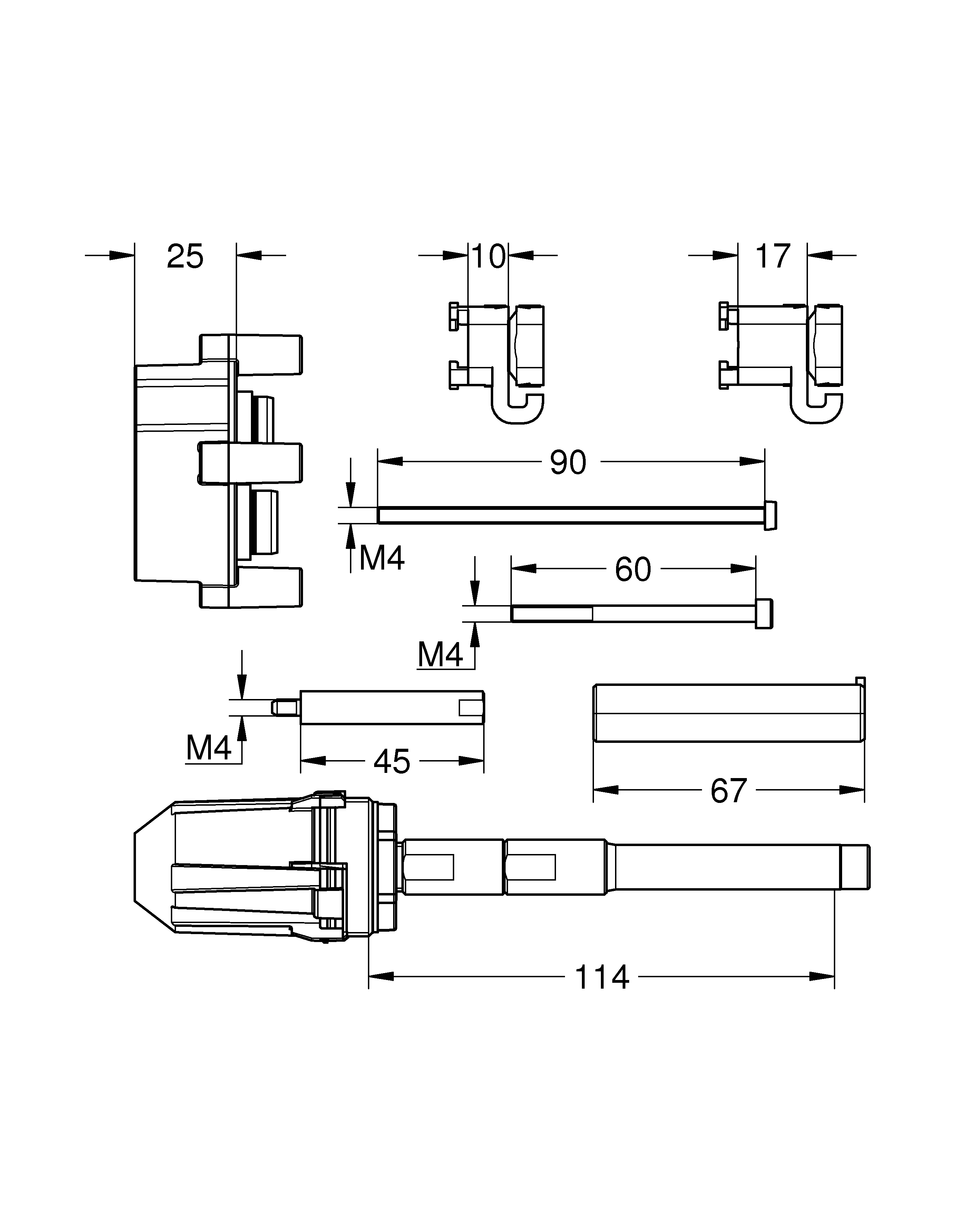 Universal-Verlängerungsset 50 mm 14057, für Fertigmontagesets Einhand-Wannen und -Brausemischer sowie Einhandmischer mit 3-Wege-Umstellung in Kombination mit Rapido SmartBox