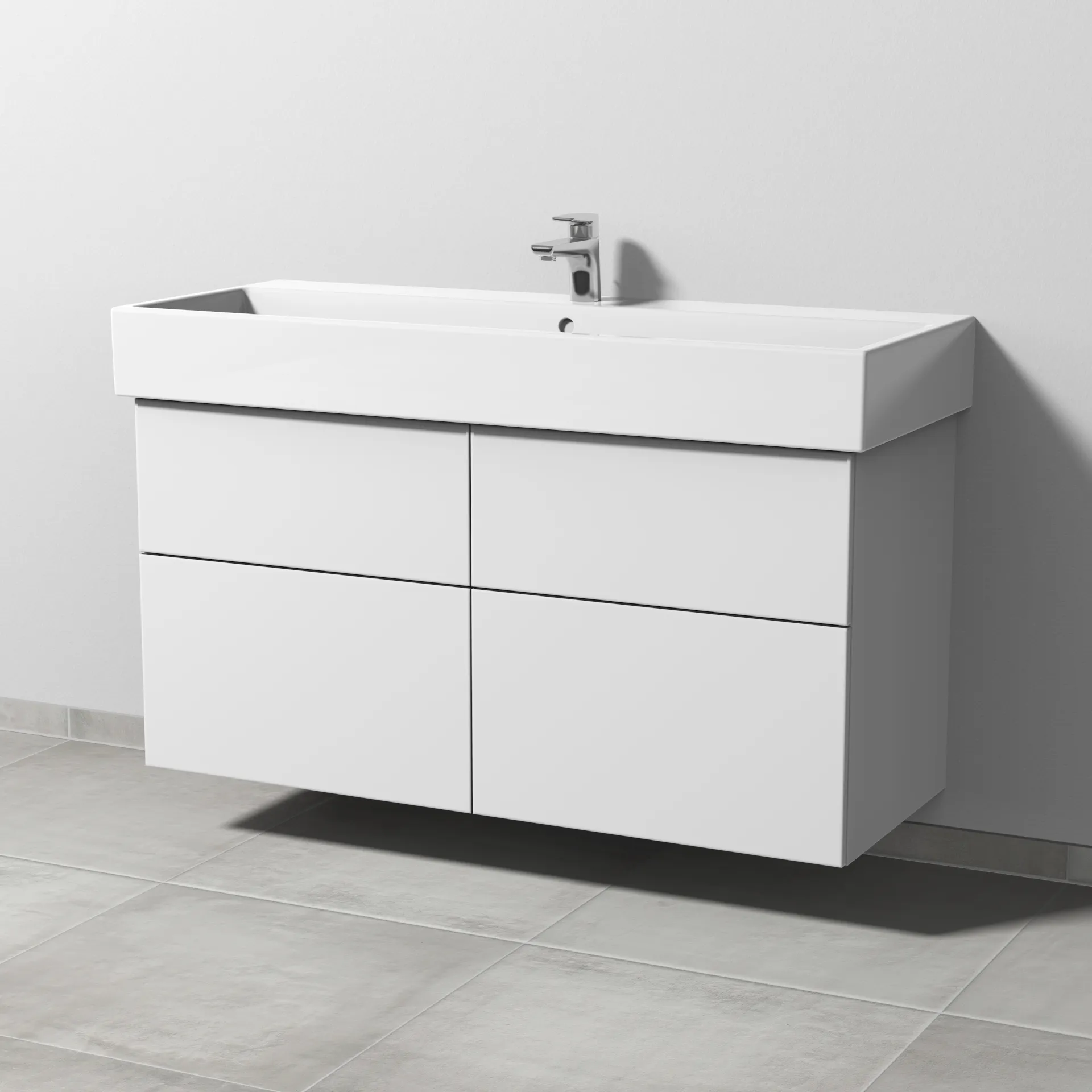 Sanipa Waschtischunterschrank „3way“ passend zu Keramik-Waschtische Vero Air von Duravit 1150 × 591 × 447 mm in Weiß-Soft