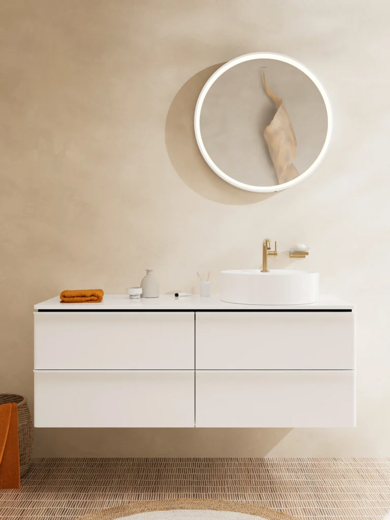 Hansgrohe Xarita S Spiegel 700x700 mm mit LED-Beleuchtung IR-Sensor, Mattweiß