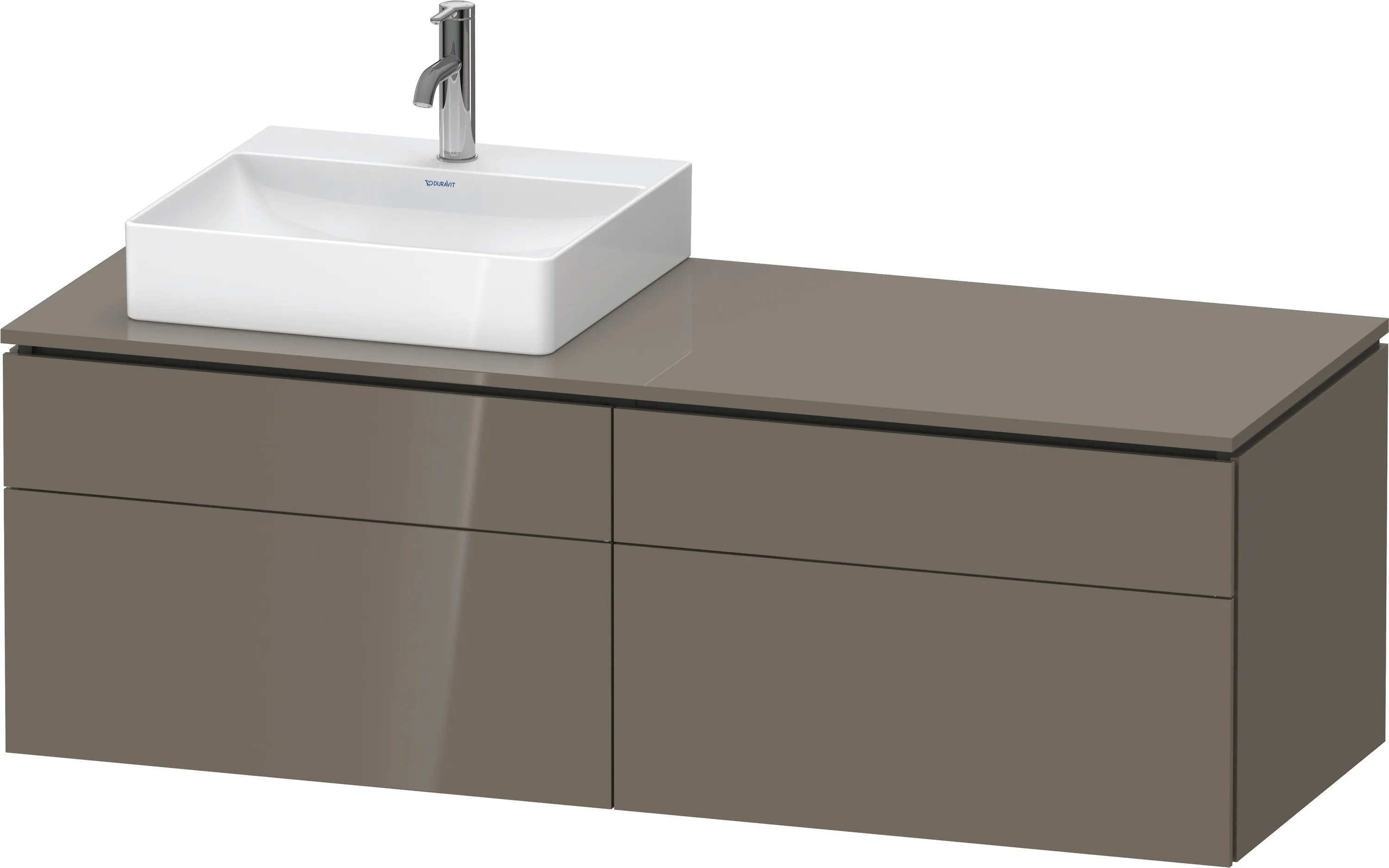 Duravit Waschtischunterschrank wandhängend „L-Cube“ 142 × 48,2 × 55 cm Flannel Grey Hochglanz, links