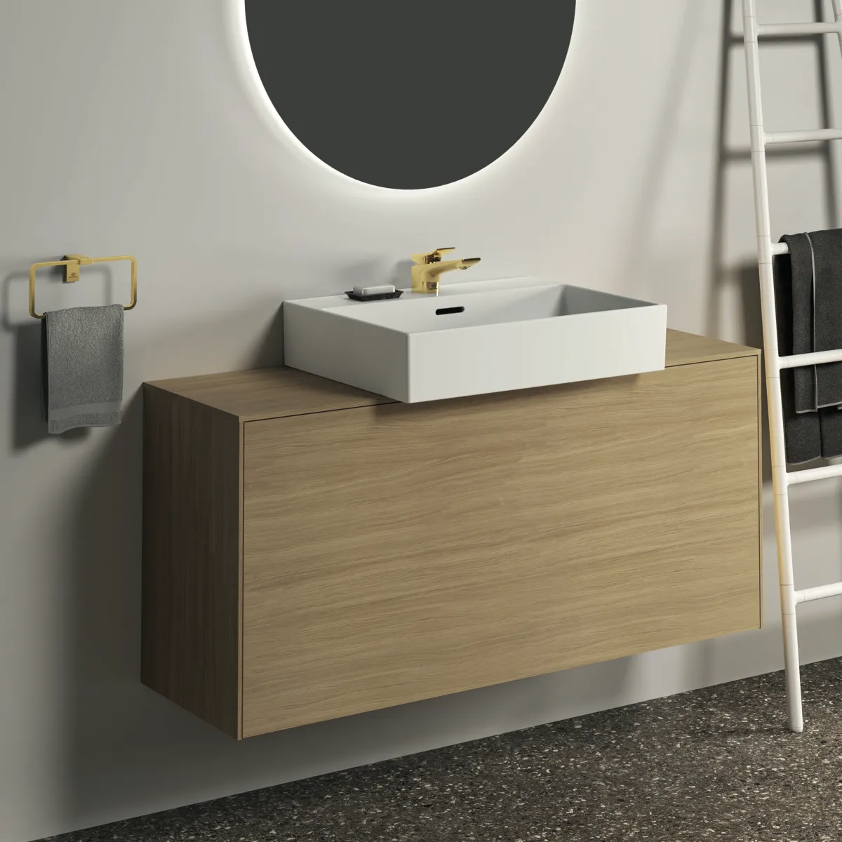 Ideal Standard Conca Cube Handtuchring, eckig, Brushed Gold