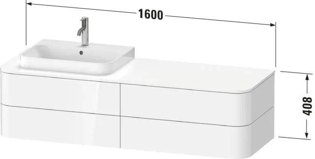 Duravit Waschtischunterschrank wandhängend „Happy D.2 Plus“ 160 × 40,8 × 55 cm, rechts Duravit Waschtischunterschrank wandhängend „Happy D.2 Plus“ 160 × 40,8 × 55 cm, rechts