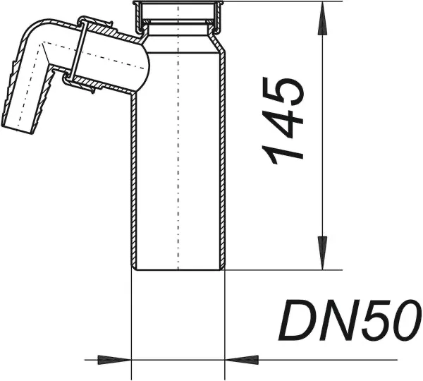 Tauchrohr 010/1, 145 mm, 1 1/4″ x DN 50 Tauchrohr 010/1, 145 mm, 1 1/4″ x DN 50