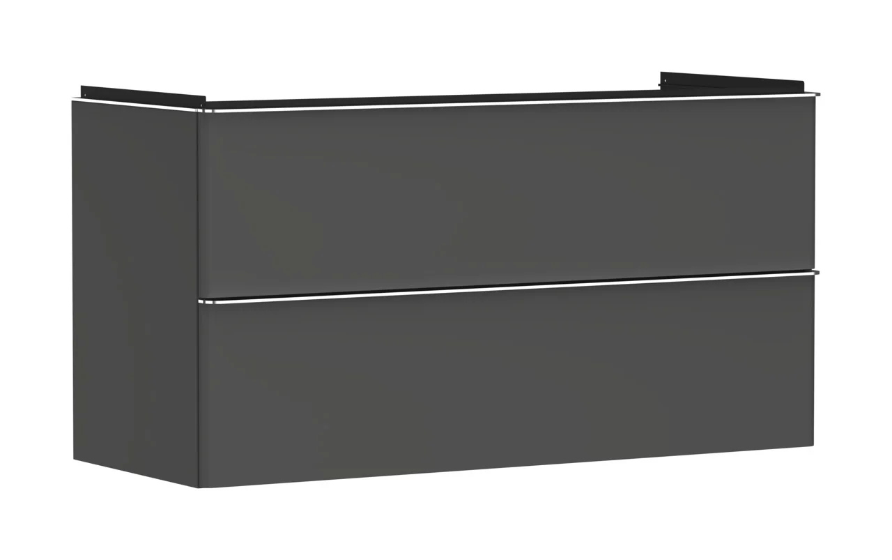 Hansgrohe Xelu Q Waschtischunterschrank Diamantgrau Matt, 1.180 x 475 mm, 2 Schubkästen, verchromte Griffe, SoftClose, vormontiert