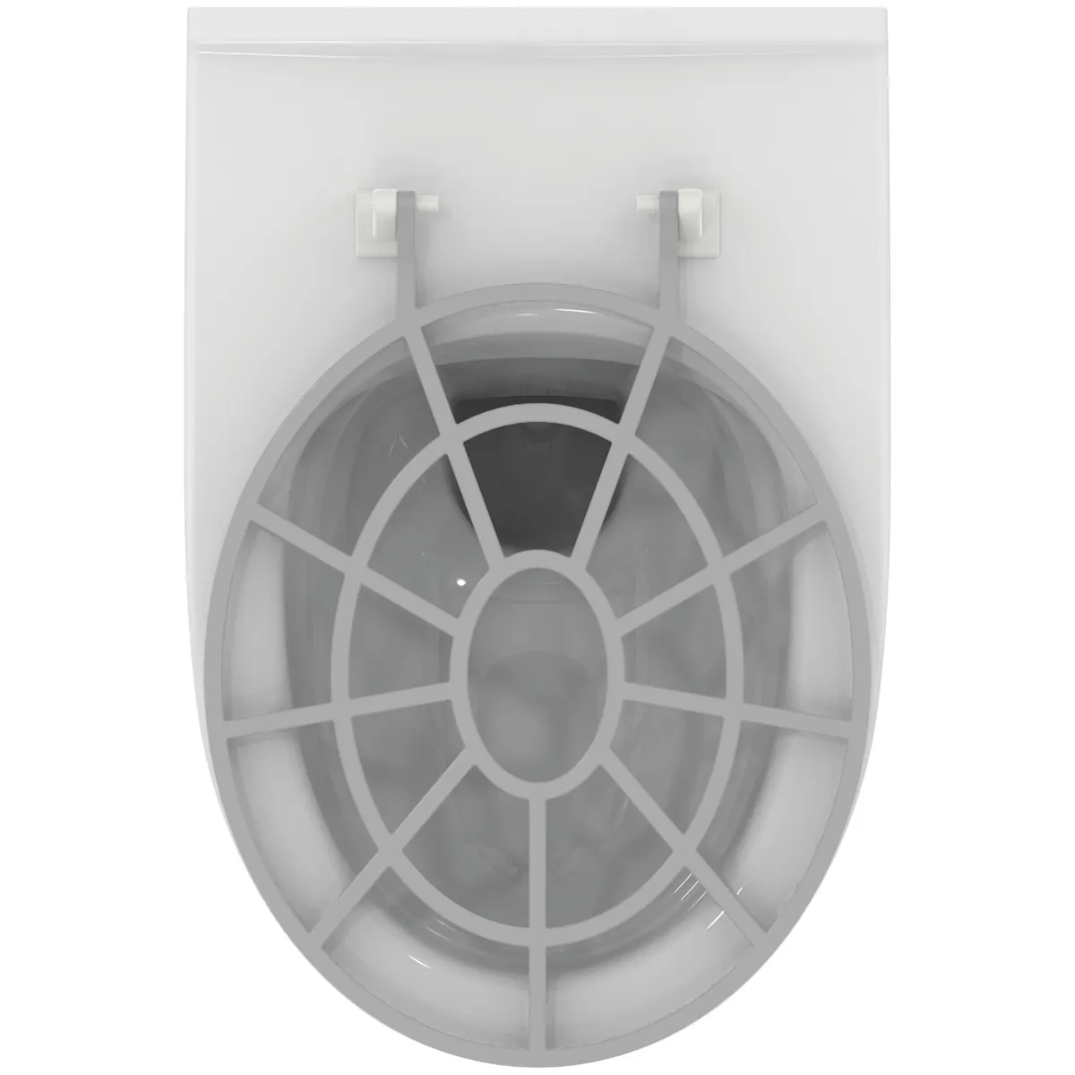 Fäkalienausguß mit Wandtiefspül-WC i.life A Randlos 360x540x330mm SmartGuard+ Weiß mit WC-Klapprost Grau Fäkalienausguß mit Wandtiefspül-WC i.life A Randlos 360x540x330mm SmartGuard+ Weiß mit WC-Klapprost Grau