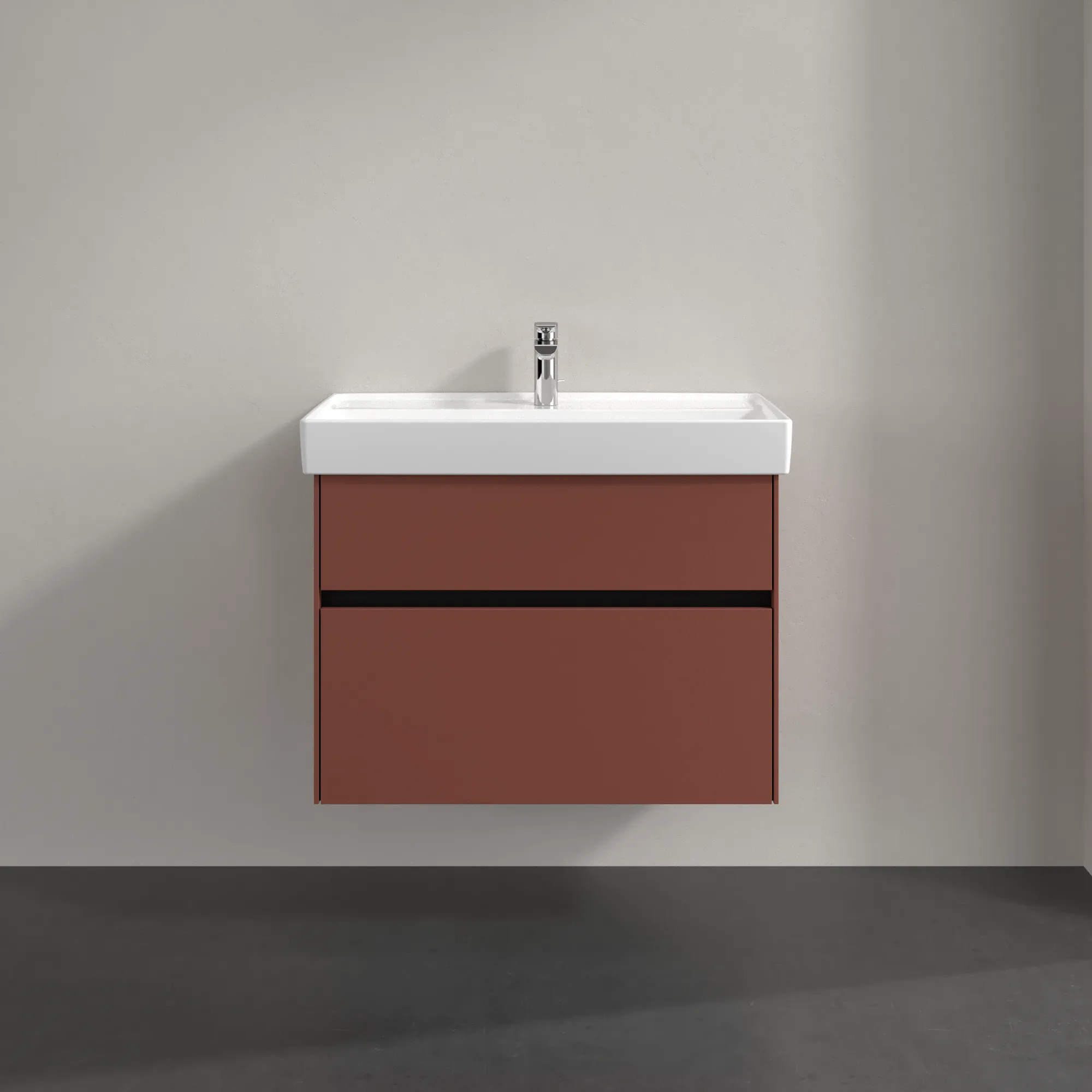 Villeroy & Boch Waschtischunterschrank „Collaro“ 754 × 546 × 444 mm Wine Red, für Becken mittig, mit Beleuchtung