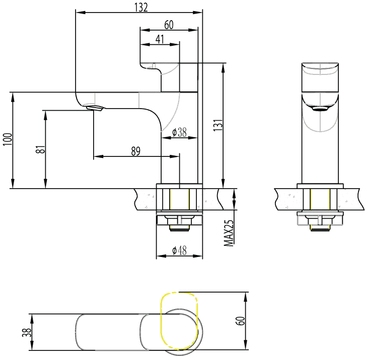 Villeroy & Boch O.novo Kaltwasserarmatur TVW104002000 Standmontage Matt Black