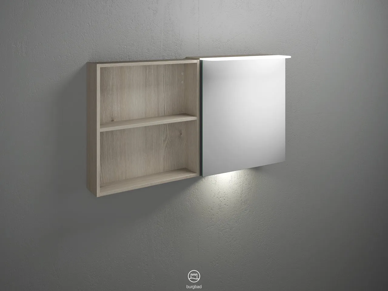Badu Spiegelschrank SFUC120 von burgbad - 310 mm tief, 1.200 mm breit, 665 mm hoch