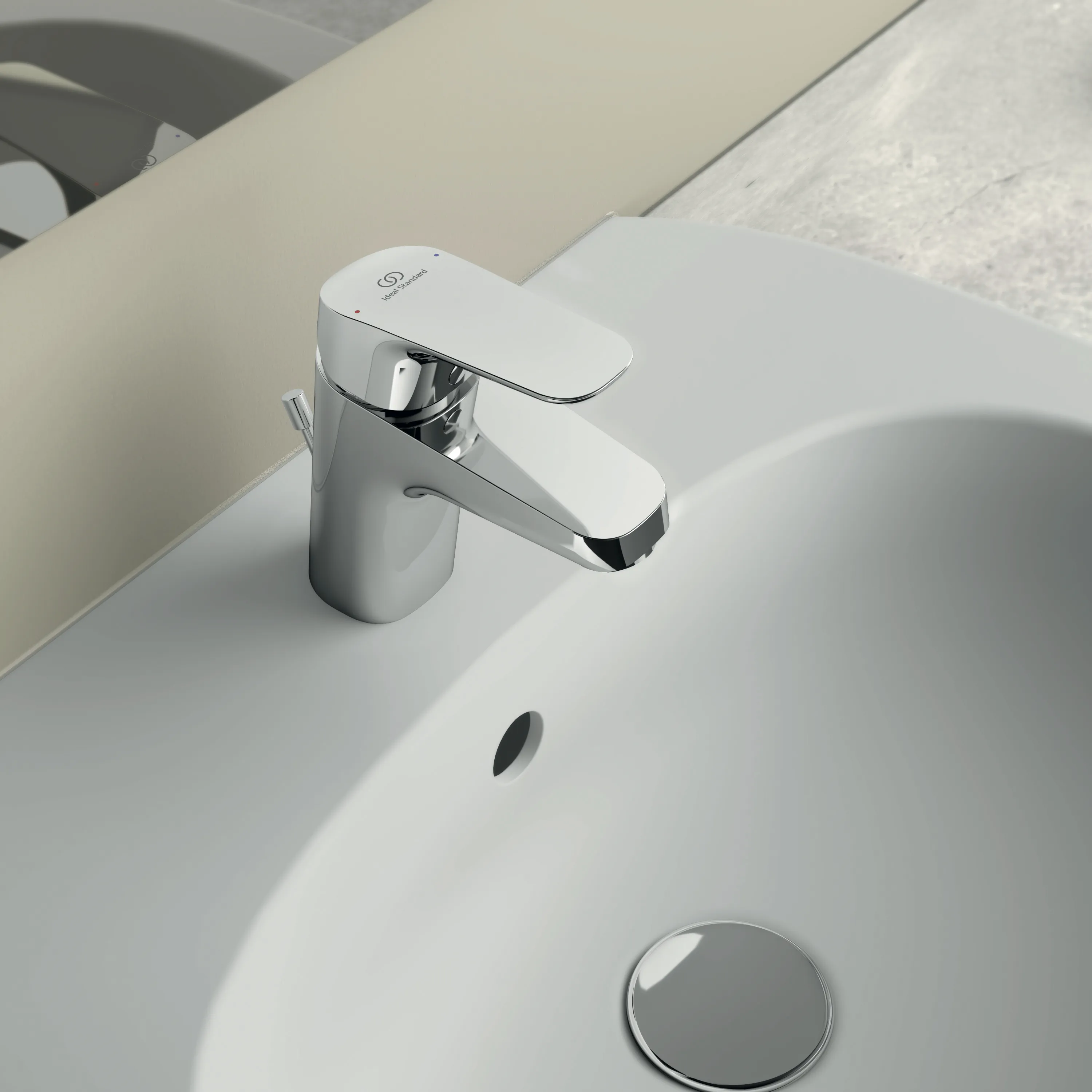 Waschtischarmatur Ceraflex, Niederdruck, 5 l/min., mit Ablaufgarnitur, Ausladung 101mm, Chrom Waschtischarmatur Ceraflex, Niederdruck, 5 l/min., mit Ablaufgarnitur, Ausladung 101mm, Chrom