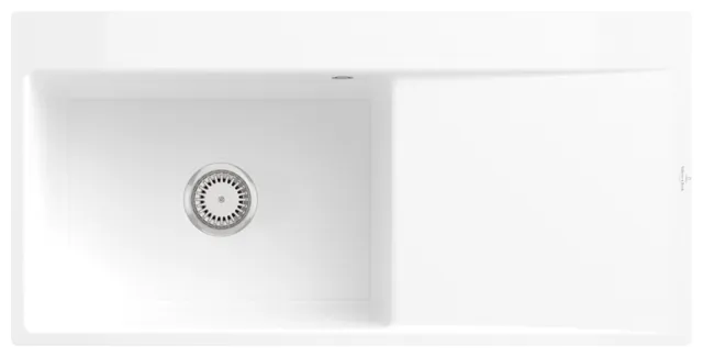Villeroy & Boch flächenbündiges Küchenspülbecken „Subway Style“ 60 flat 980 × 490 × 220 mm, für Becken links in Weiß Alpin