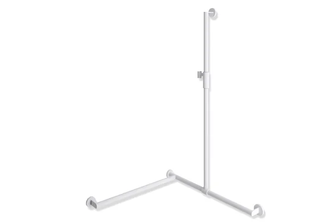 HEWI Duschhandlauf System 900, Edelstahl, pulverbeschichtet, links, 1250 mm, weiß tiefmatt