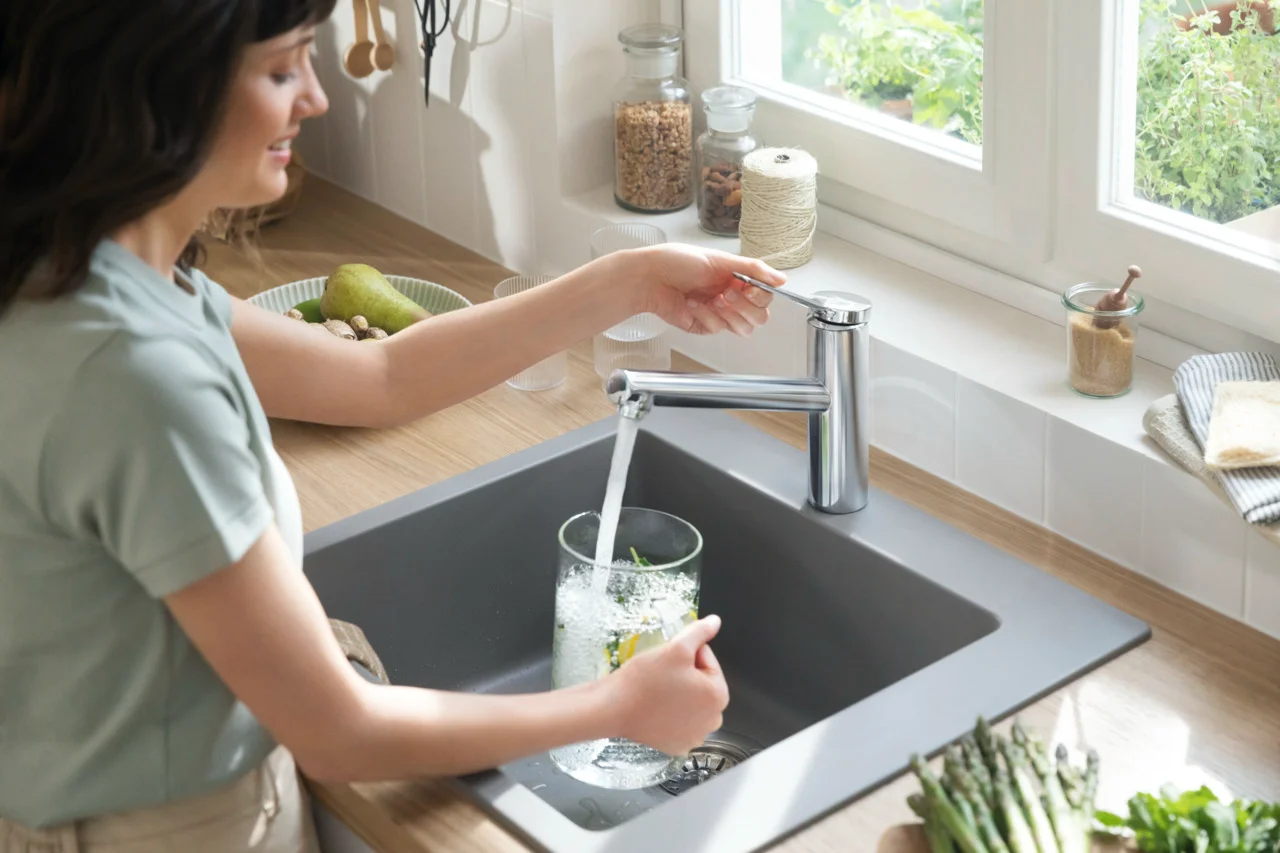 Hansgrohe Einbauspüle S51, Serie S510-F450, Betongrau, 540 x 490 mm, Beckentiefe 190 mm