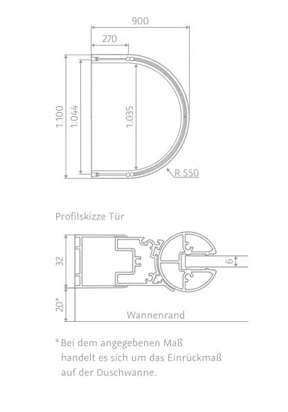 HSK Runddusche Drehfalttür pendelbar, 4-teilig „Exklusiv 2.0“ Glas Klar hell, Profile Alu Silber-matt, Scharniere Premium Softcube, B: 1100 mm H: 2020 mm T: 900 mm