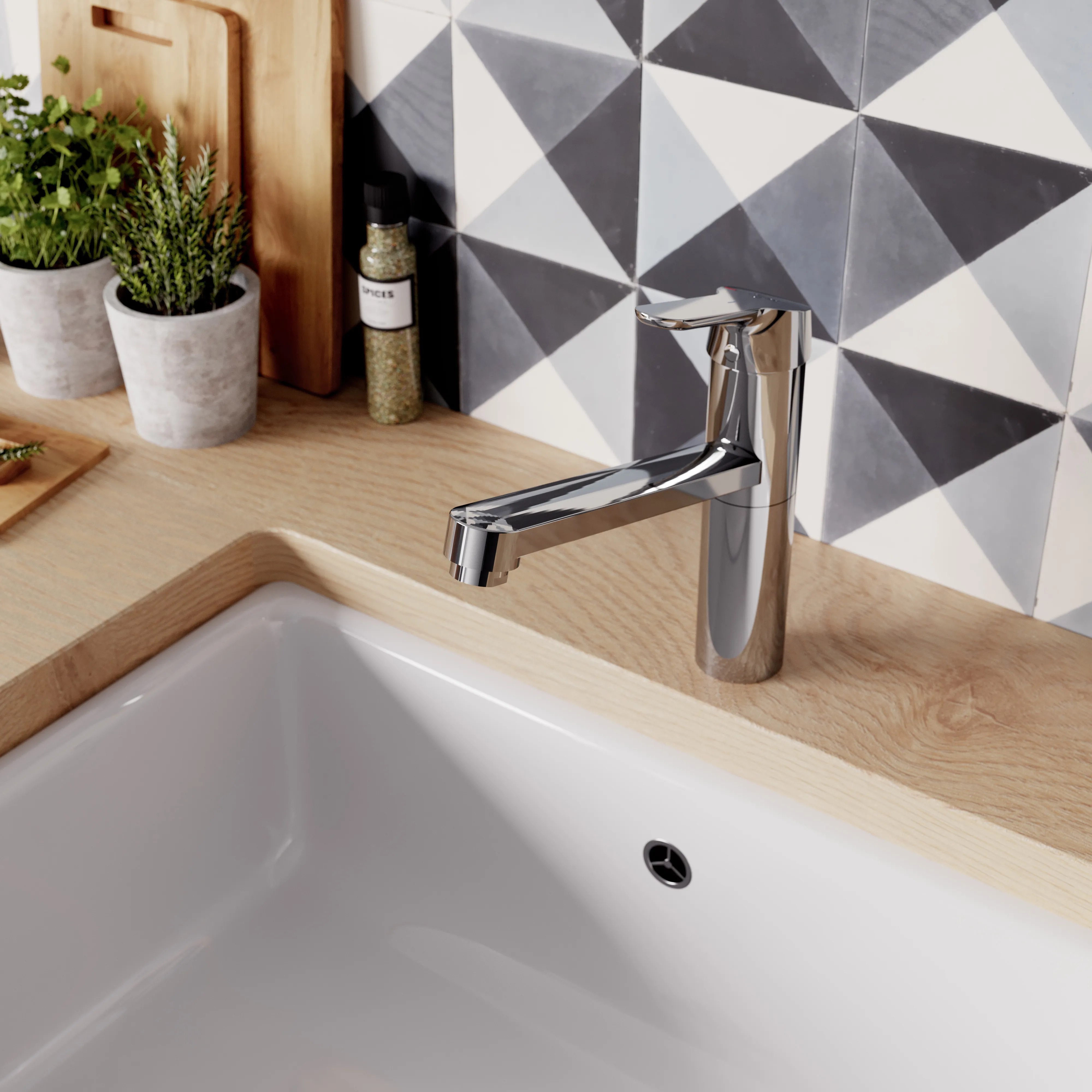 Küchenarmatur Ceraflex, mit hohem Rohrauslauf, Ausladung 222 mm, Chrom Küchenarmatur Ceraflex, mit hohem Rohrauslauf, Ausladung 222 mm, Chrom