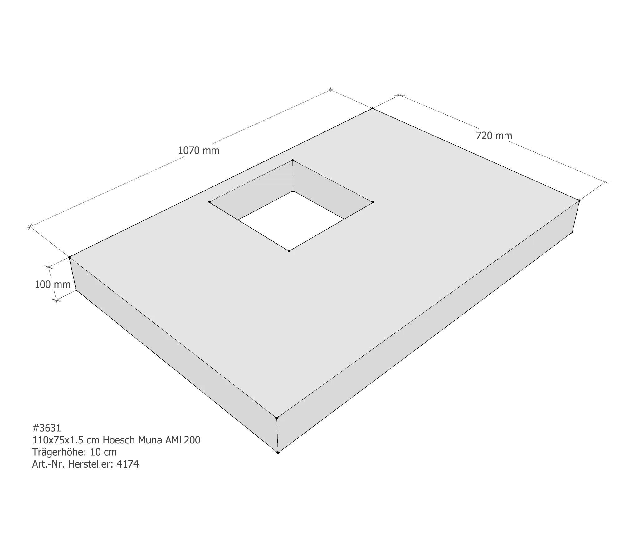 Duschwannenträger passend für Hoesch Muna 110 × 75 × 1,5 cm Duschwannenträger passend für Hoesch Muna 110 × 75 × 1,5 cm