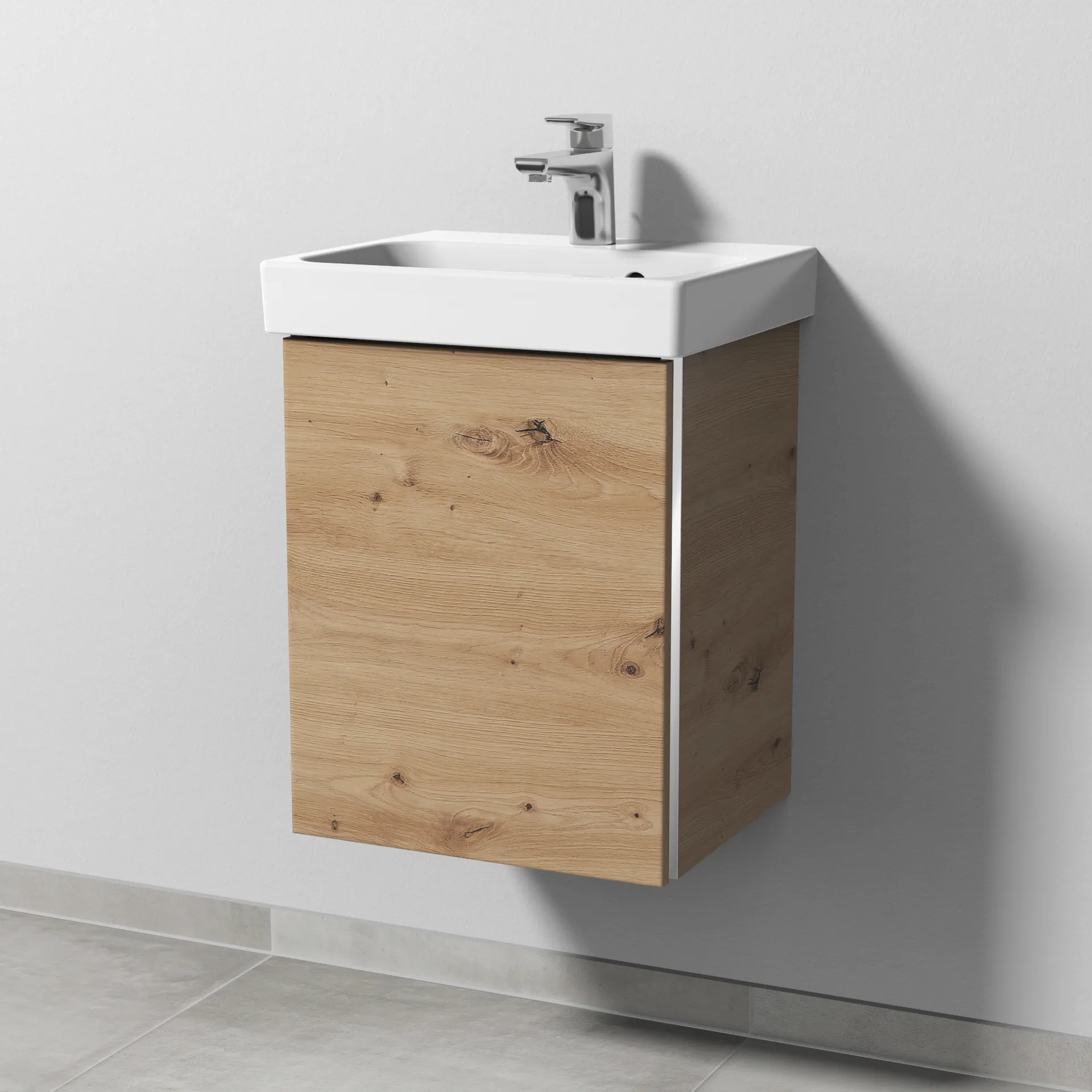 Sanipa Waschtischunterschrank „3way“ 410 × 517 × 353 mm in Eiche Natural-Touch, Anschlag links