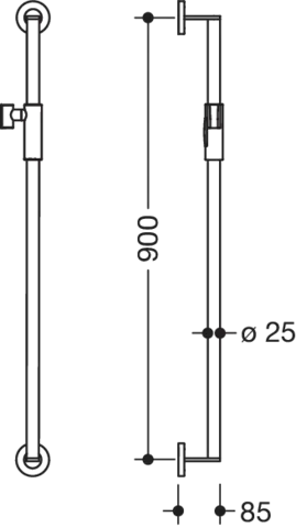 Brausehalterstange, Edelstahl, pulverbeschichtet, Achsmaß 900 mm, Durchmesser 25 mm, mit magnetischem Brausehalter, in Farbe CV (schwarz tiefmatt-schwarz matt (90)) Brausehalterstange, Edelstahl, pulverbeschichtet, Achsmaß 900 mm, Durchmesser 25 mm, mit magnetischem Brausehalter, in Farbe CV (schwarz tiefmatt-schwarz matt (90))