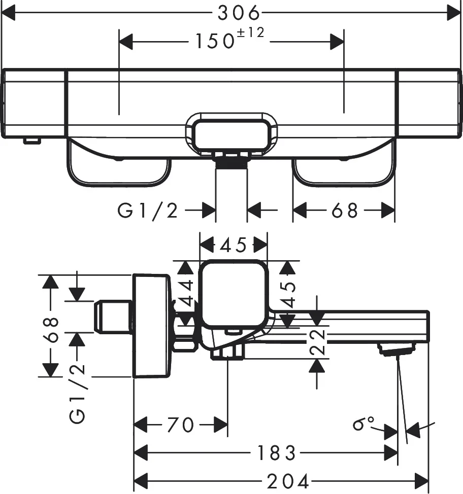 Hansgrohe Ecostat E Wannenthermostat Aufputz, Chrom, Ausladung 183 mm, 2 Verbraucher Hansgrohe Ecostat E Wannenthermostat Aufputz, Chrom, Ausladung 183 mm, 2 Verbraucher