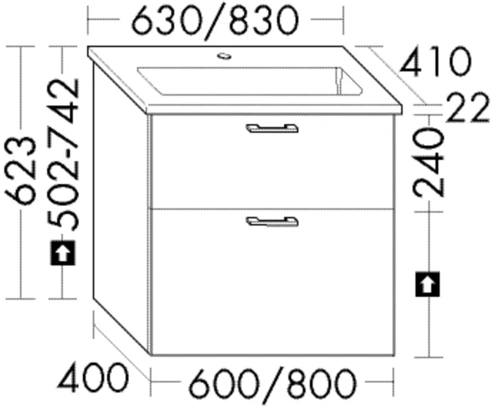 burgbad Badmöbelset „Sys30“ 63 × 62,3 × 41 cm Stangengriff, Aluminium geglänzt (200 / 500 / 800 mm), in Eiche Tabak burgbad Badmöbelset „Sys30“ 63 × 62,3 × 41 cm Stangengriff, Aluminium geglänzt (200 / 500 / 800 mm), in Eiche Tabak