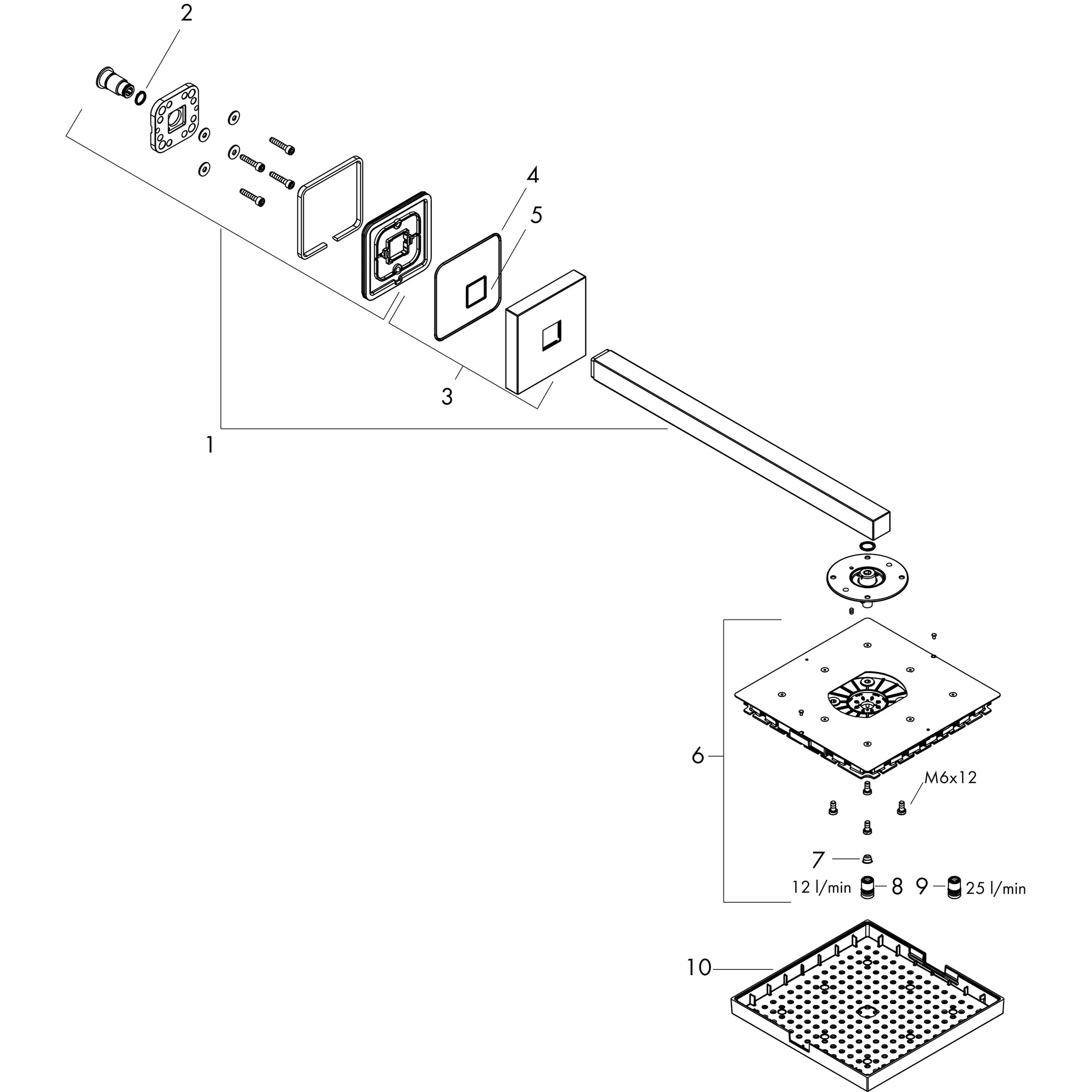 Hansgrohe AXOR Starck Kopfbrause 240⁄240 1jet mit Brausearm, Chrom Hansgrohe AXOR Starck Kopfbrause 240⁄240 1jet mit Brausearm, Chrom