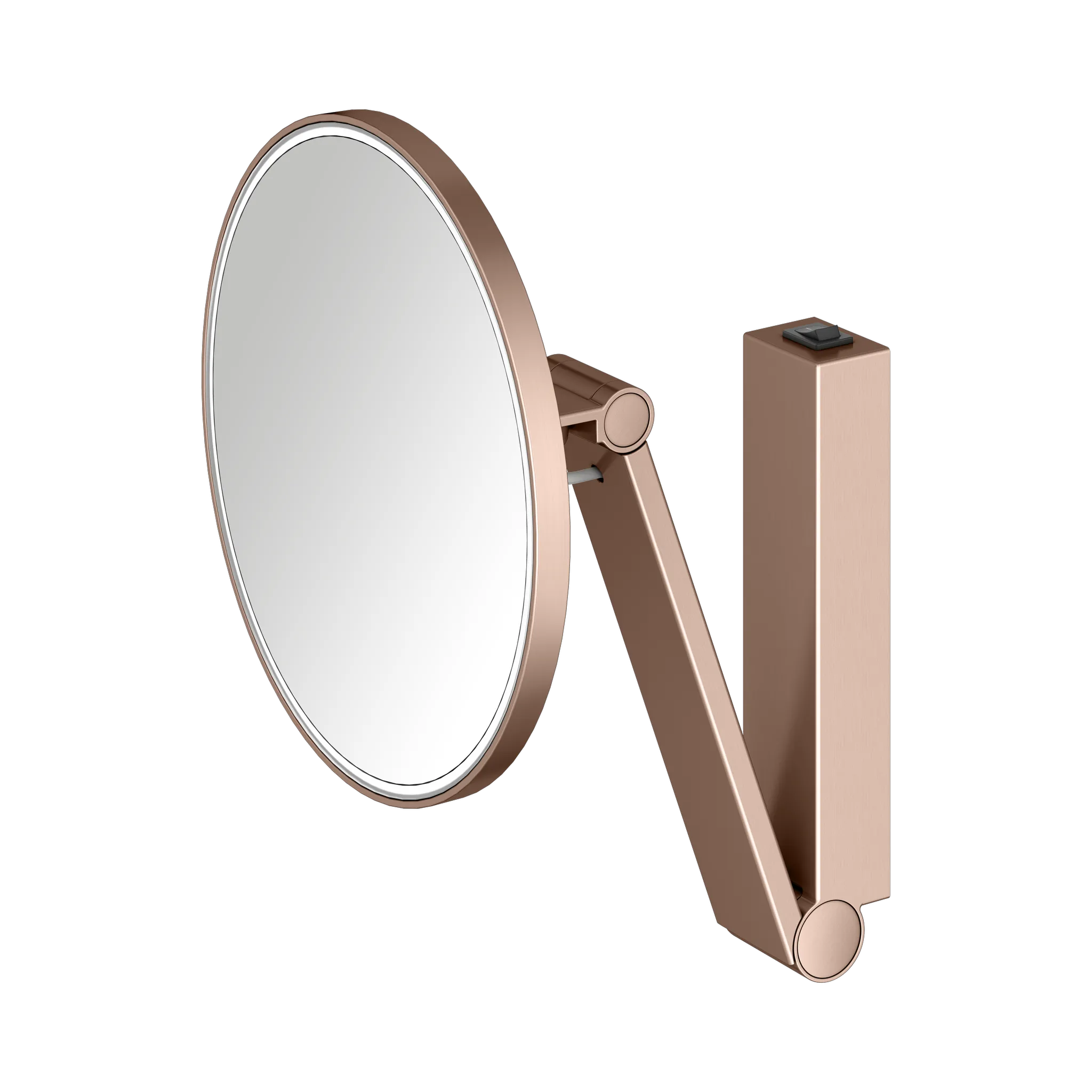 KEUCO Kosmetikspiegel mit Wippschalter „iLook_move“ Rund, mit Beleuchtung in Rotgold (gebürstet), ⌀ 212 mm