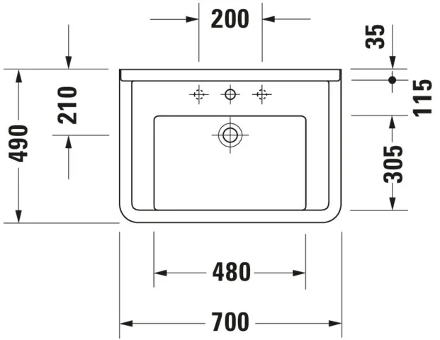 Wandwaschtisch „Starck 3“, mit Überlauf, Hahnlochposition mittig Wandwaschtisch „Starck 3“, mit Überlauf, Hahnlochposition mittig
