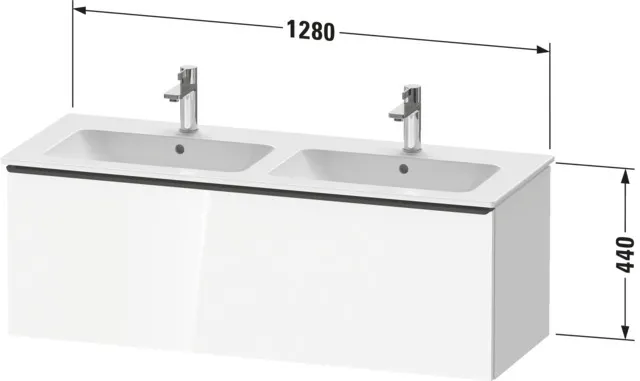 Duravit Waschtischunterschrank wandhängend „D-Neo“ 128 × 44 × 46,2 cm in Weiß Hochglanz Duravit Waschtischunterschrank wandhängend „D-Neo“ 128 × 44 × 46,2 cm in Weiß Hochglanz