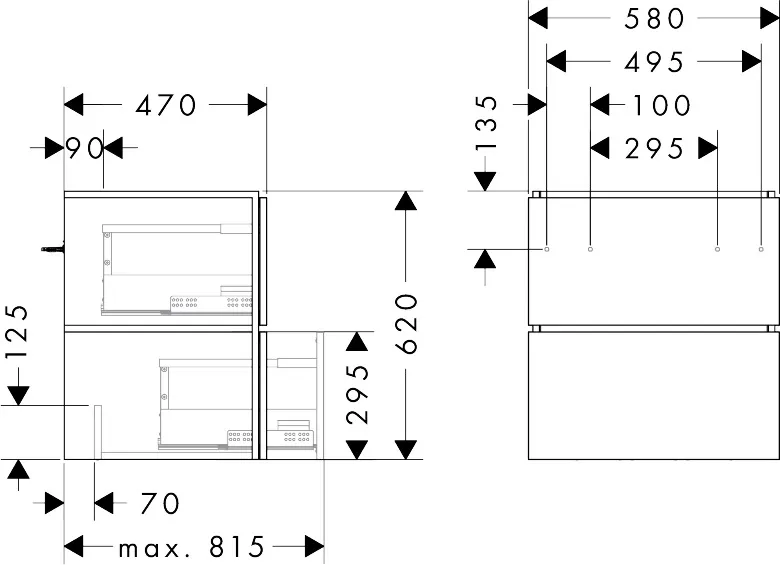 Hansgrohe Waschtischunterschrank „Xilesa E“ in Eiche Kaschmir Hansgrohe Waschtischunterschrank „Xilesa E“ in Eiche Kaschmir