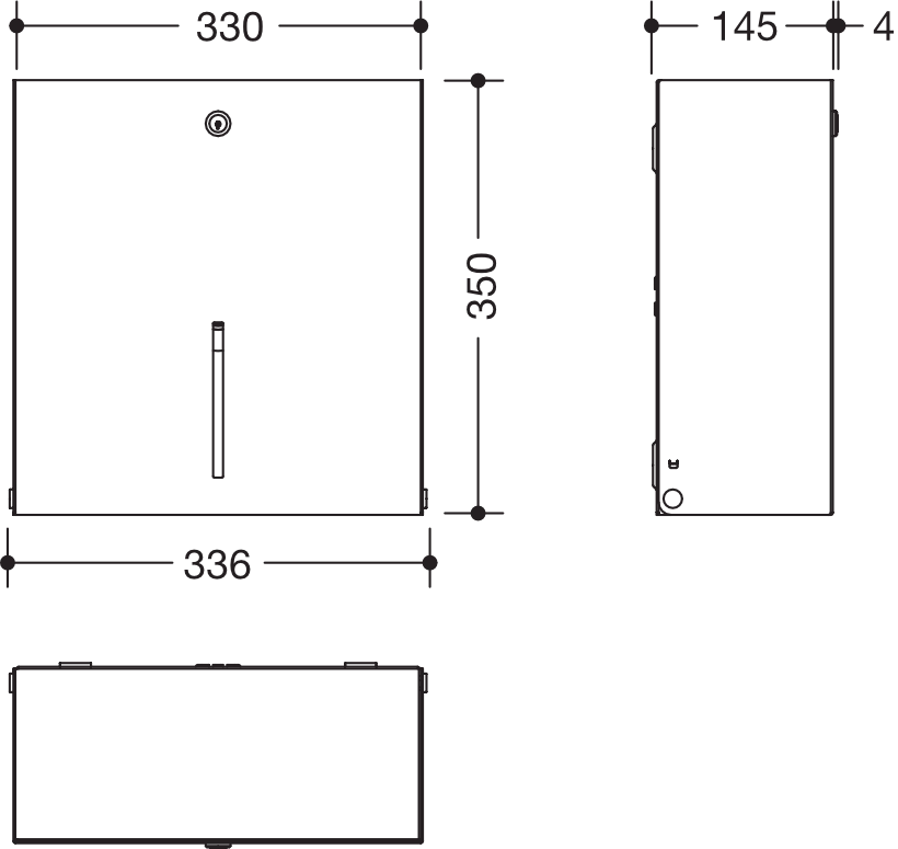 HEWI Großrollenhalter „System 900“ 33,6 × 14,5 × 35 cm