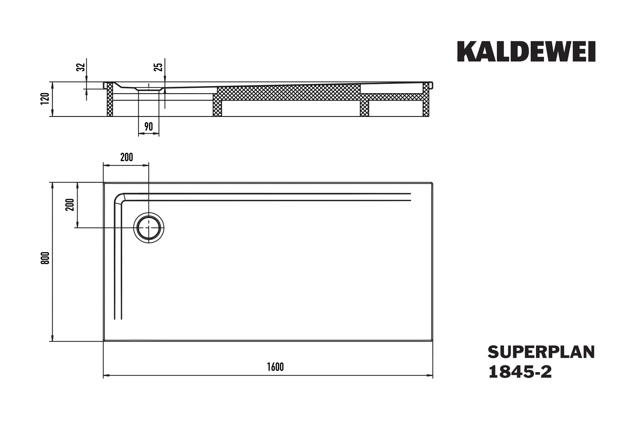 Kaldewei SUPERPLAN Duschfläche mit Wannenträger, 800x1600 mm, cool grey 70, Secure Plus Antislip, 32 mm Randhöhe Kaldewei SUPERPLAN Duschfläche mit Wannenträger, 800x1600 mm, cool grey 70, Secure Plus Antislip, 32 mm Randhöhe