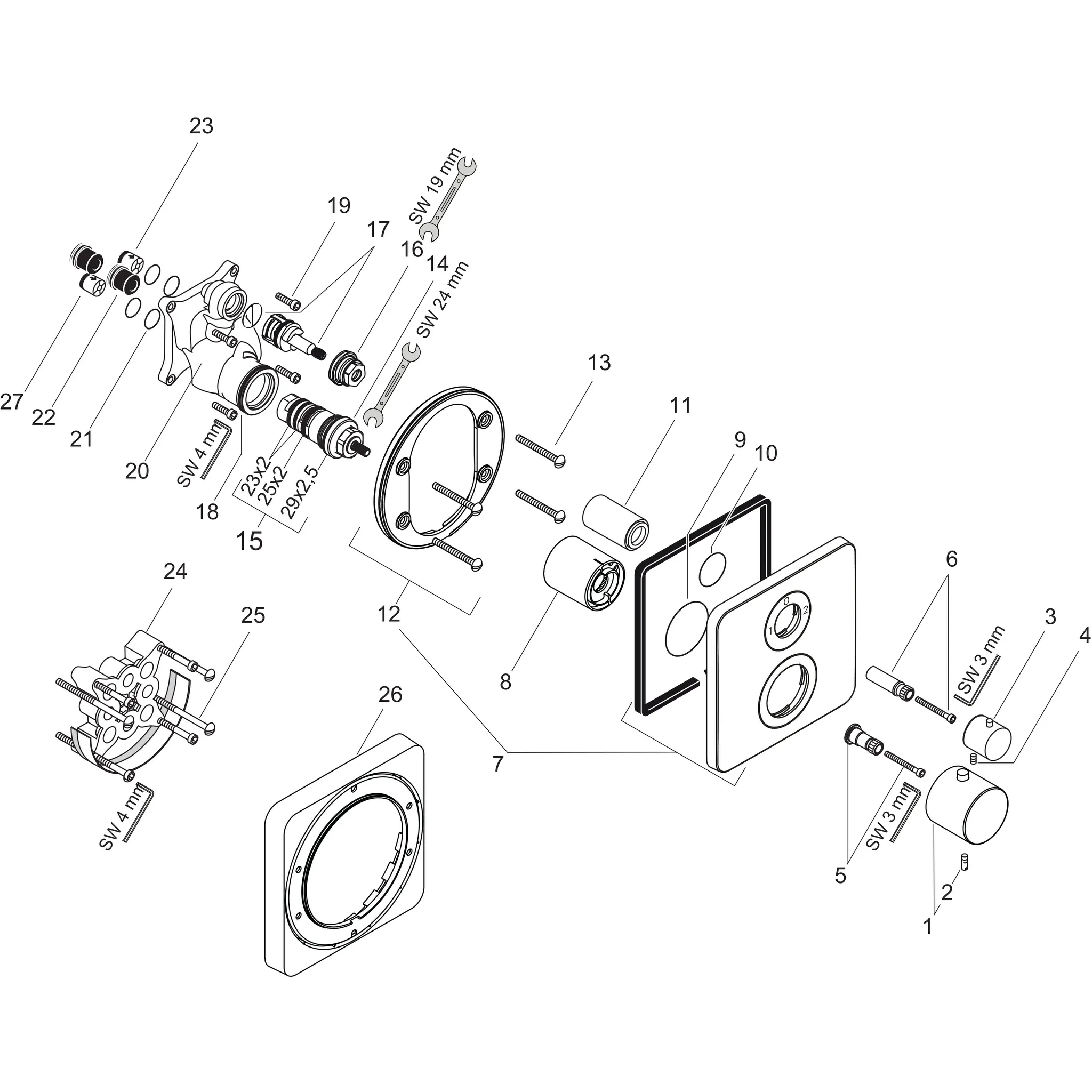Thermostat UP Axor Citterio M F-Set chrom m.Absperr-u.Umstellvtl./Hebelgriff Thermostat UP Axor Citterio M F-Set chrom m.Absperr-u.Umstellvtl./Hebelgriff