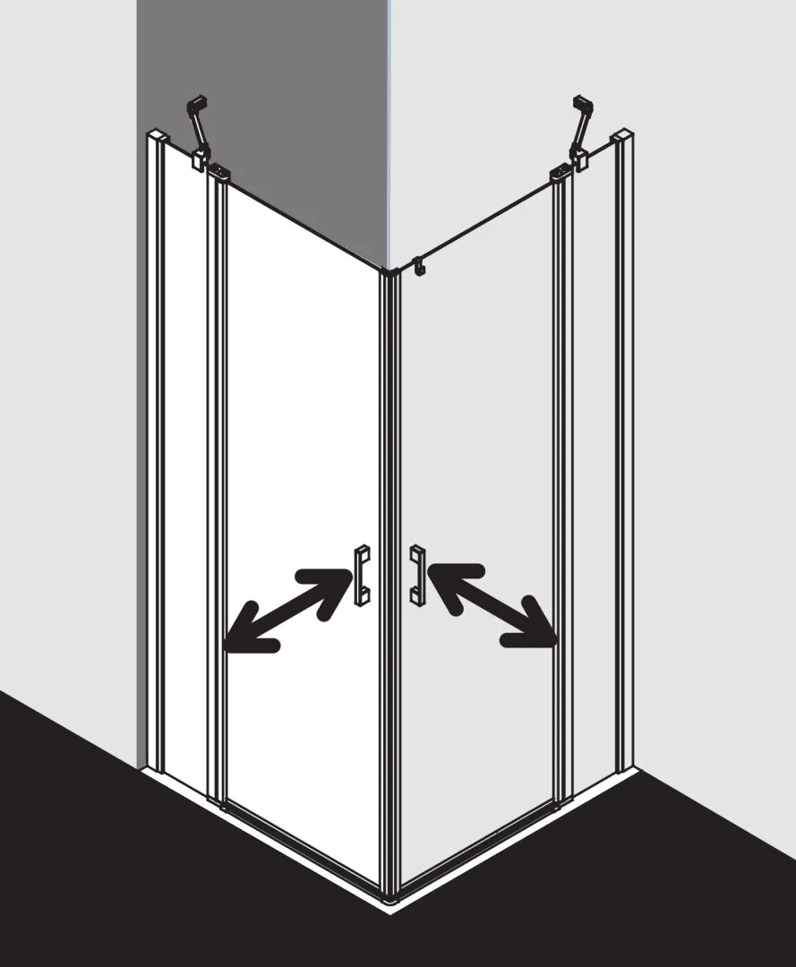 Kermi Duschtür Eckeinstieg 2-teilig (Pendeltüren mit Festfeldern) Halbteil links „LIGA“ 185 cm Glas Klar, Profile Silber Hochglanz, Drehtür zweiteilig Kermi Duschtür Eckeinstieg 2-teilig (Pendeltüren mit Festfeldern) Halbteil links „LIGA“ 185 cm Glas Klar, Profile Silber Hochglanz, Drehtür zweiteilig