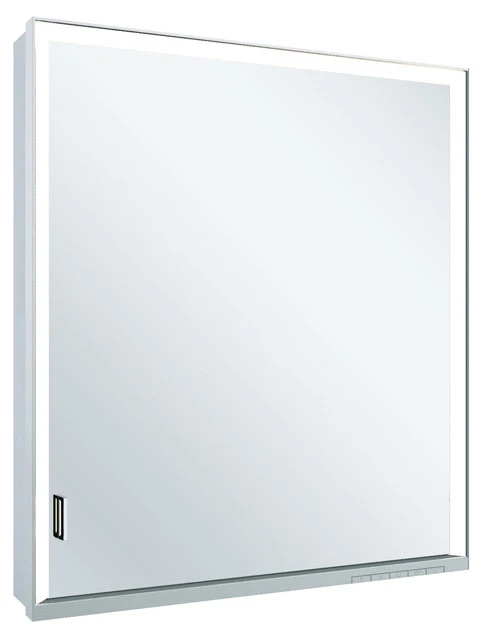 KEUCO Wandvorbau Spiegelschrank mit verdecktem Ablagefach „Royal Lumos“ 650 × 735 × 130 mm in Silber (eloxiert), Anschlag rechts, rechts