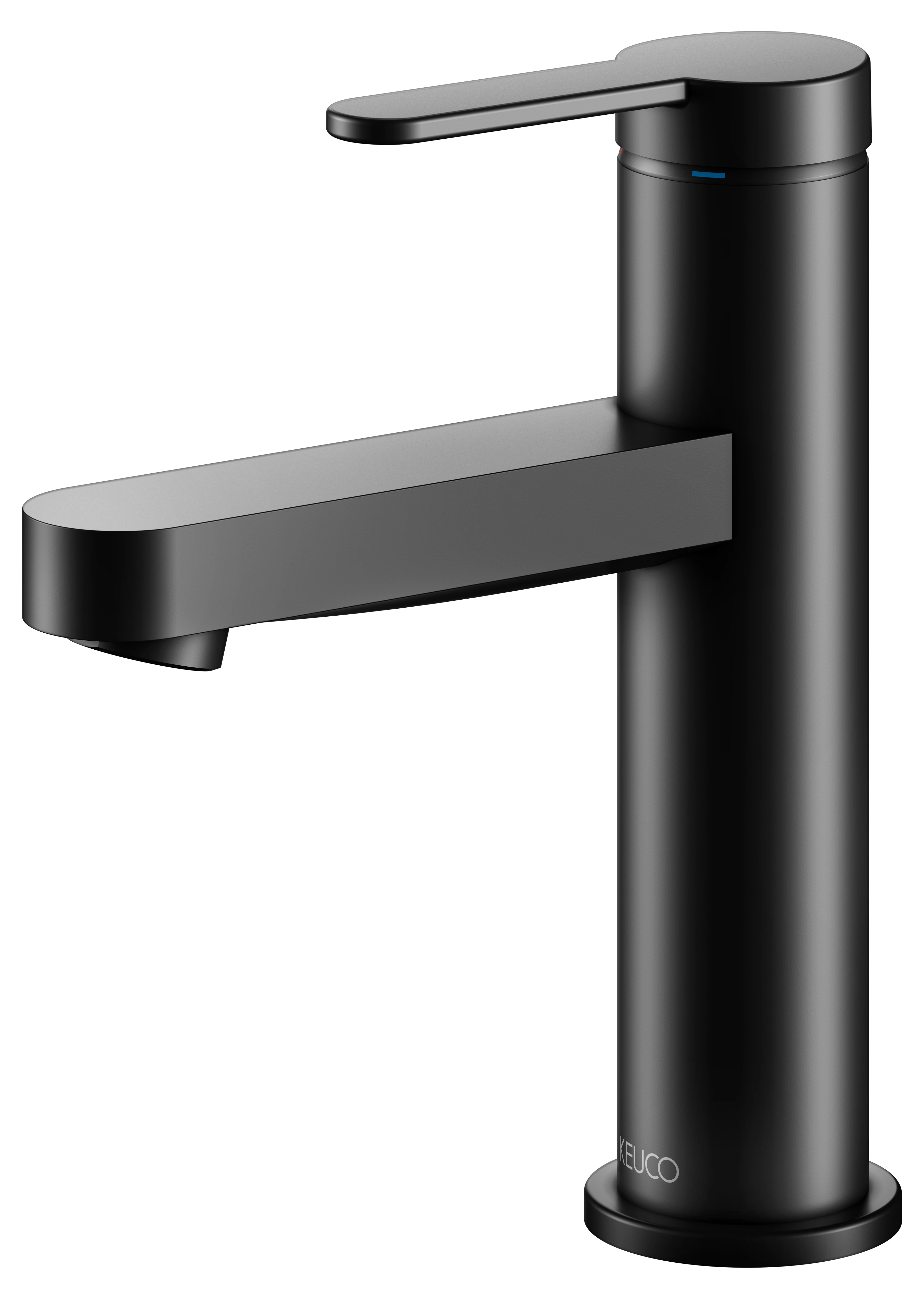 KEUCO IXMO Einhebel-Waschtischmischer 100 IXMO Flat ohne Zugstangen-Ablaufgarnitur IXMO Flat, Rosette rund schwarz matt