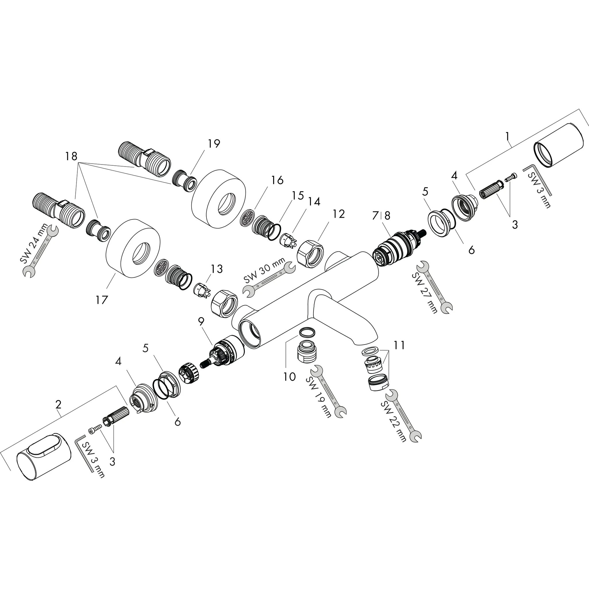 Thermostatmischer Aufputz Axor Citterio M chrom für Wanne Thermostatmischer Aufputz Axor Citterio M chrom für Wanne