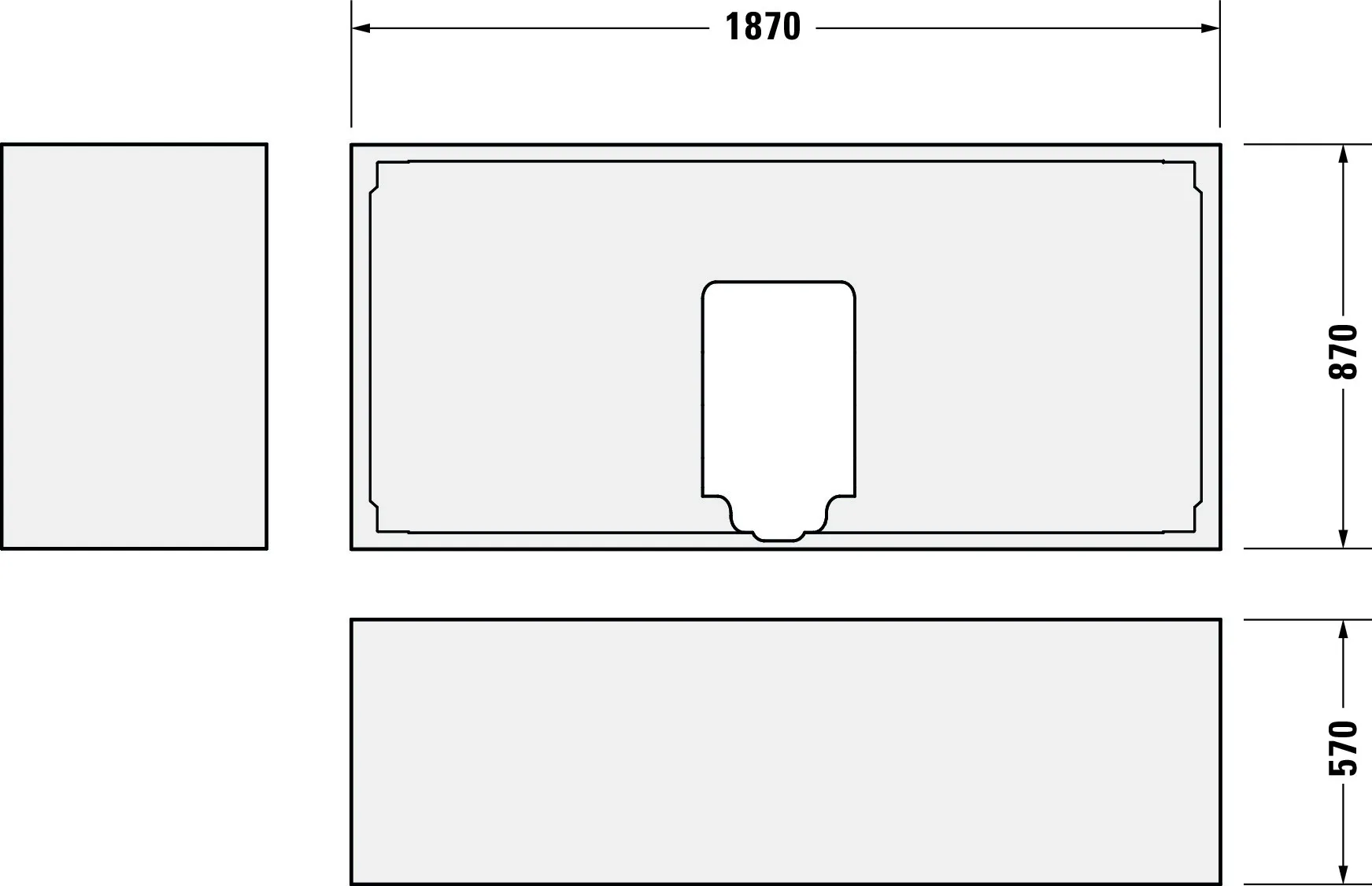 Duravit Badewanne „Starck“ rechteck 190 × 90 cm, Mittelablauf