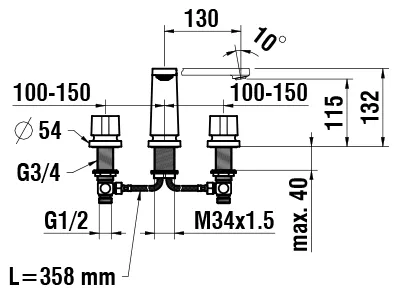 3-Loch Waschtischmischer THE NEW CLASSIC Festauslauf Ausladung 130 mm ohne Ablaufventil chrom 3-Loch Waschtischmischer THE NEW CLASSIC Festauslauf Ausladung 130 mm ohne Ablaufventil chrom