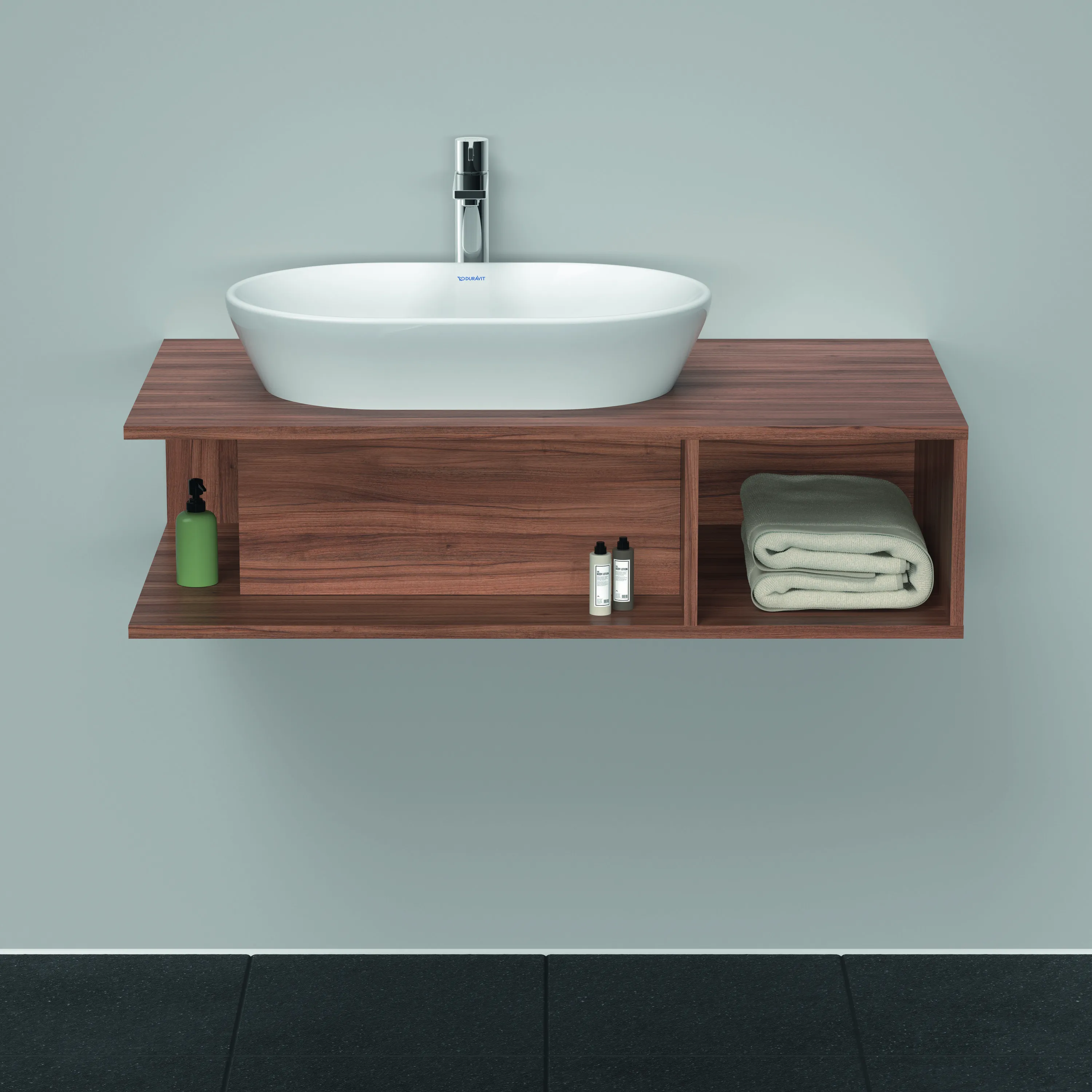 Duravit Waschtischunterschrank wandhängend „D-Neo“ 100 × 26 × 55 cm Nussbaum Natur