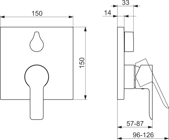 HA Einhebelmischer Fertigmontageset für Wanne/Brause HANSALIGNA 8385 Rosette eckig mit Sicherungseinrichtung Chrom