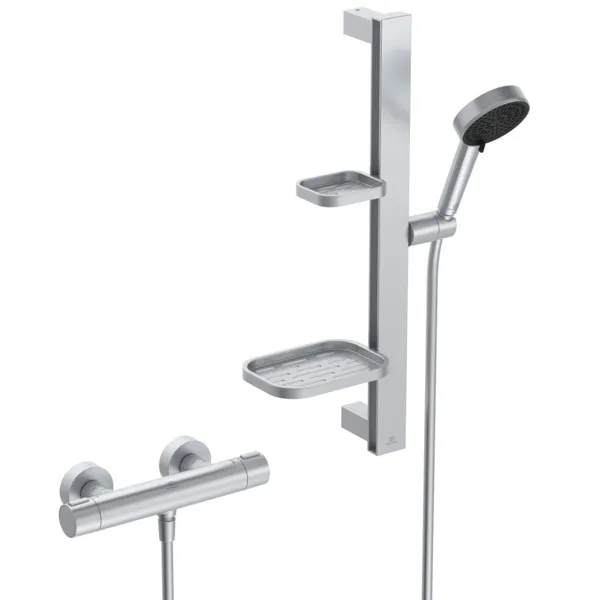 Gleitstangekombination „Ceratherm Alu“, Befestigung verdeckt in Silver Gleitstangekombination „Ceratherm Alu“, Befestigung verdeckt in Silver